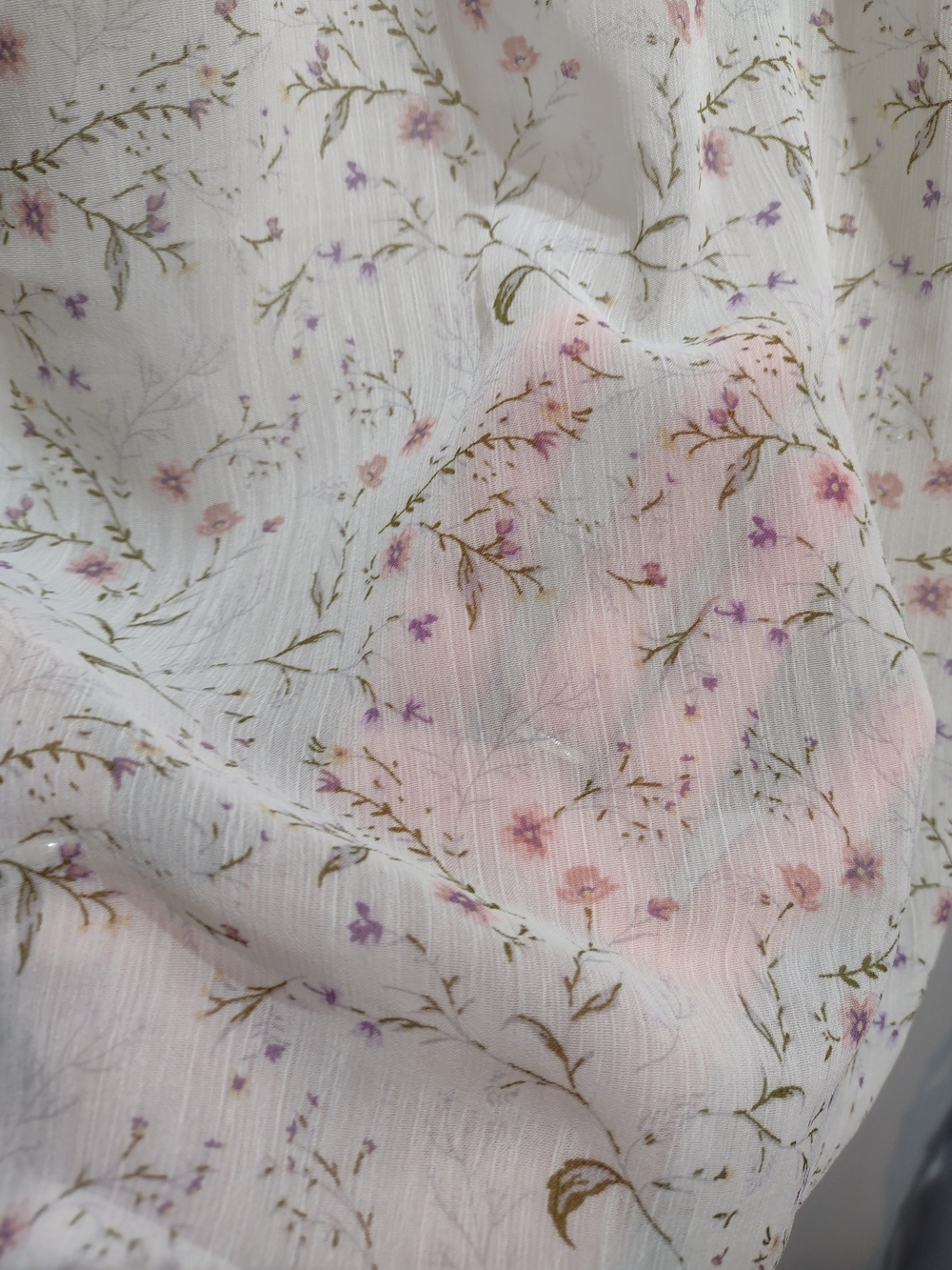 Last Chance Monteau Cream Floral Ruffle-Sleeve Blouse (Sz S) Garden Feminine - Picture 8 of 10